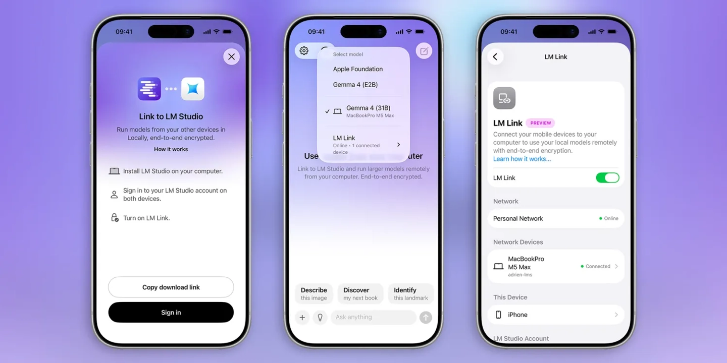 LM Studio 上线 LM Link,让 iPhone 17 等直连 Mac 本地 AI 模型